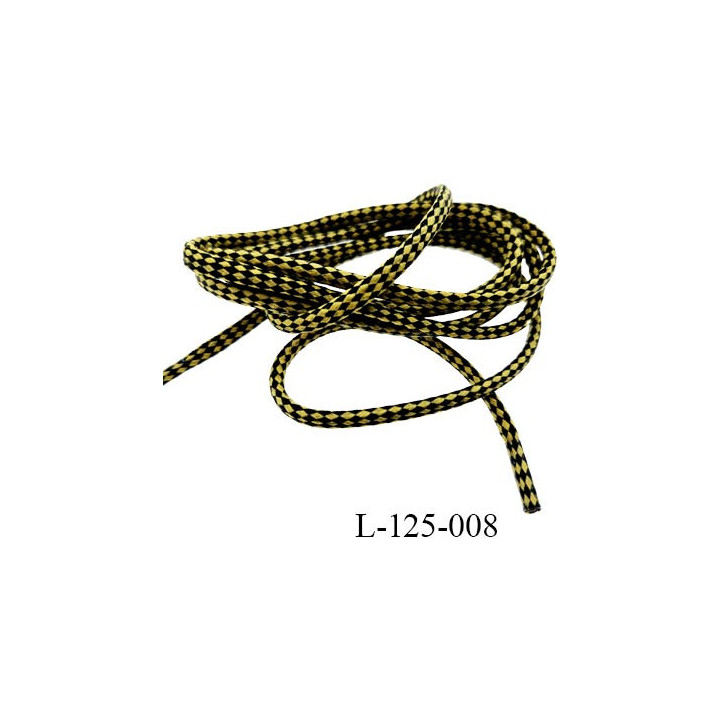 Lacet rond 130 cm couleur noir et blanc diamètre 6 mm longueur 130 cm embout gainé prix pour une paire