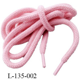 Lacet rond 140 cm couleur rose diamètre 6 mm longueur 135 cm embout gainé prix pour une paire