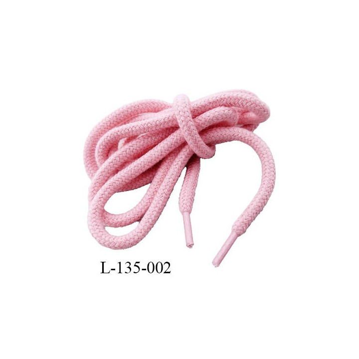 Lacet rond 140 cm couleur rose diamètre 6 mm longueur 135 cm embout gainé prix pour une paire