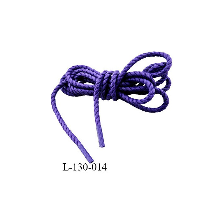 Lacet rond 130 cm couleur bleu marine diamètre 5 mm longueur 130 cm embout gainé prix pour une paire