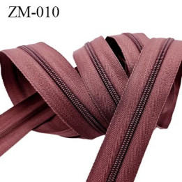 fermeture zip  au mètre couleur lie de vin 1 curseur pour 1 mètre largeur 25 mm largeur de glissière 4 mm curseur métal