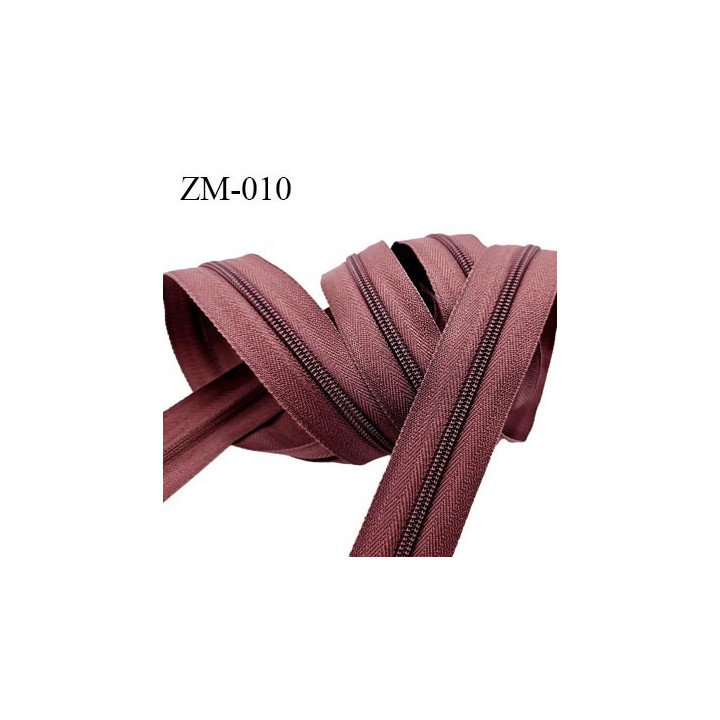 fermeture zip  au mètre couleur lie de vin 1 curseur pour 1 mètre largeur 25 mm largeur de glissière 4 mm curseur métal