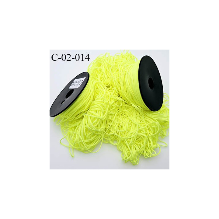 Cordon 2 mm en polyamide couleur jaune fluo diamètre 2 mm prix au mètre