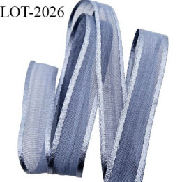 Galon velours  largeur 6 mm couleur gris avec surpiqure en bordure couleur argent très doux  prix au mètre