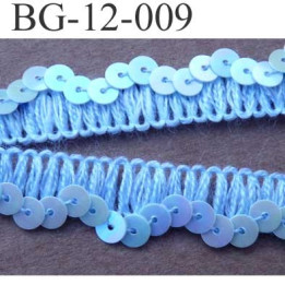biais galon ruban couleur bleu avec des strass disque rond  brillant  largeur 12 mm vendu au mètre