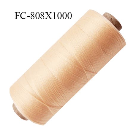 Bobine 1000 m fil mousse polyamide n° 120 couleur pèche ou abricot clair lumineux longueur de 1000 mètres bobiné en France
