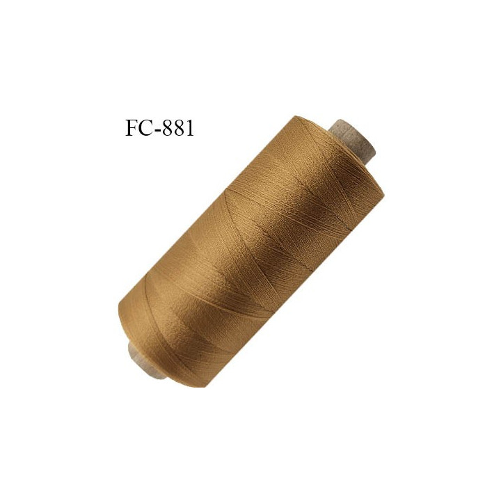 Bobine 1000 m fil mousse polyamide n° 120 couleur cuir caramel longueur de 1000 mètres bobiné en France