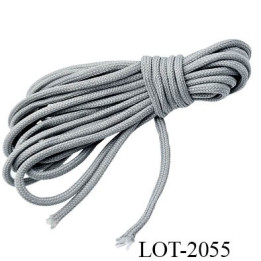 Lot 10 mètres Cordon ou lacet 4 mm synthétique et coton très très solide couleur gris diamètre 4 mm