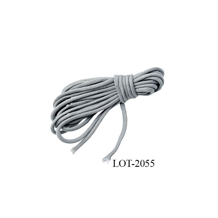Lot 10 mètres Cordon ou lacet 4 mm synthétique et coton très très solide couleur gris diamètre 4 mm