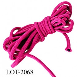 Le lot de 10 mètres Cordon rond 5 mm ou lacet très très solide couleur fuchsia diamètre 5 millimètres bobiné en France