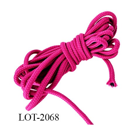Le lot de 10 mètres Cordon rond 5 mm ou lacet très très solide couleur fuchsia diamètre 5 millimètres bobiné en France