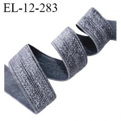 Elastique lingerie 12 mm pré plié couleur gris brillant largeur 12 mm allongement +140% prix au mètre