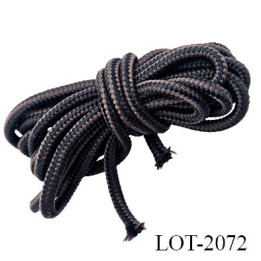 Cordon 6 mm ou lacet ou lacette en coton très très solide couleur noir fabriqué en Europe prix au mètre