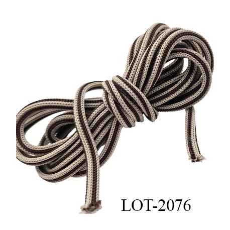 Le lot de 10 m de Cordon en triangle 5 mm ou lacet synthétique avec un lien intérieur très solide couleur beige et marron kaki