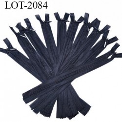 Le lot de 10 fermetures zip invisible longueur 22 cm couleur bleu marine non séparable largeur 2.5 cm glissière nylon 4 mm