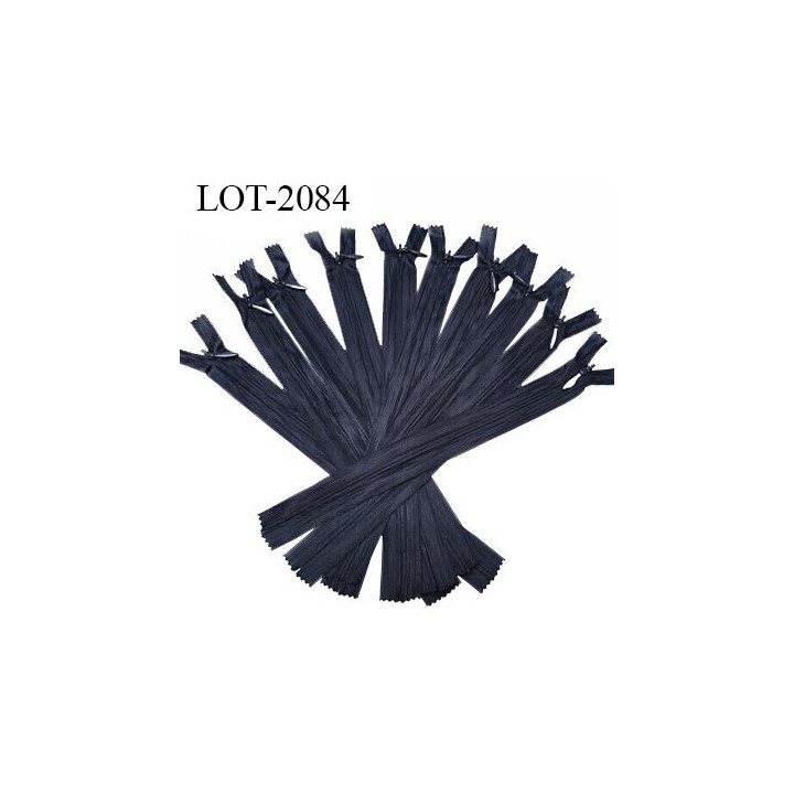 Le lot de 10 fermetures zip invisible longueur 22 cm couleur bleu marine non séparable largeur 2.5 cm glissière nylon 4 mm