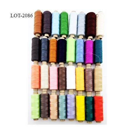 Lot de 32 bobines longueur 500 m fil couture machine à coudre et main fil polyester 120 bobiné en France