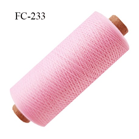 Bobine de fil mousse texturé polyester fil n°120 couleur rose bonbon longueur 500 mètres bobiné en France