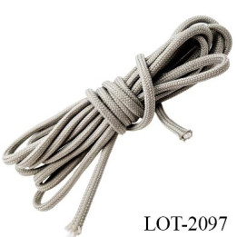 Lot 10 mètres Cordon ou lacet 4 mm synthétique et coton très très solide couleur gris diamètre 4 mm