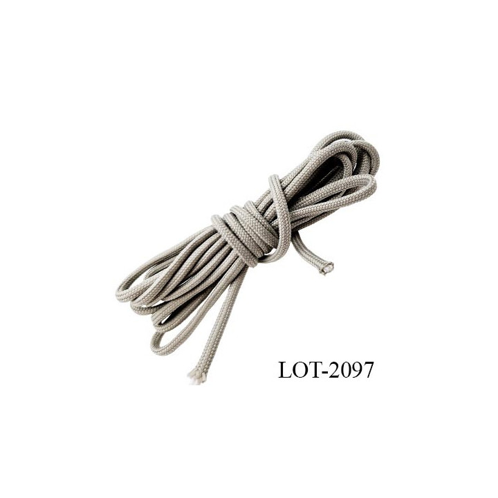 Lot 10 mètres Cordon ou lacet 4 mm synthétique et coton très très solide couleur gris diamètre 4 mm