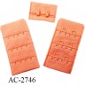 Agrafe attache rallonge extension de soutien gorge 3 rangés 2 crochets largeur 30 mm hauteur 55 mm couleur noir