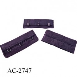 Agrafes 57 mm attache SG haut de gamme couleur Améthyste 1 rangée 3 crochets largeur 57 mm hauteur 24 mm