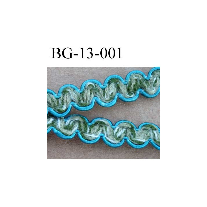 biais galon ruban couleur bleu vert et écru largeur 13 mm vendu au mètre