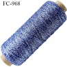 Bobine 500 m fil mousse polyamide et lurex couleur bleu et argent longueur de 500 mètres bobiné en France
