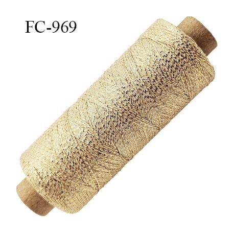 Bobine 500 m fil mousse polyamide et lurex n° 120 couleur gold light longueur de 500 mètres bobiné en France