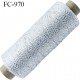 Bobine 500 m fil mousse polyamide et lurex n° 120 couleur gris et argent brillant longueur de 500 mètres bobiné en France