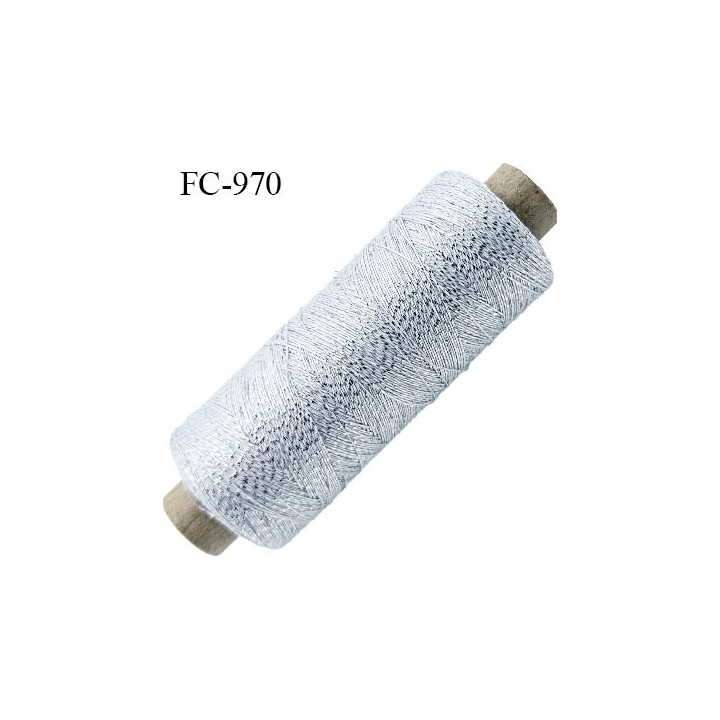 Bobine 500 m prix dégressif de 1 à 50 bobines fil mousse polyamide et lurex n° 120 couleur gris argent brillant   500 mètres