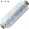 Bobine 500 m fil mousse polyamide et lurex n° 120 couleur gris et argent brillant longueur de 500 mètres bobiné en France