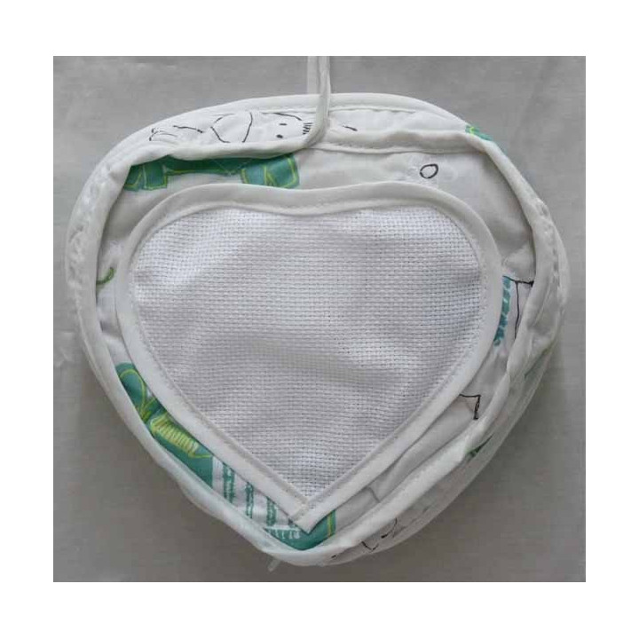pochette coeur à broder coton imprimé