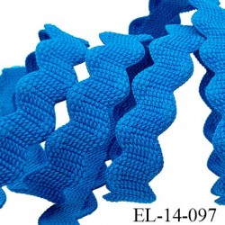 Elastique 14 mm lingerie haut de gamme couleur bleu turquoise bonne élasticité allongement +50% largeur 14 mm fabriqué en France