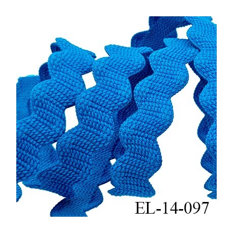 Elastique 14 mm lingerie haut de gamme couleur bleu turquoise bonne élasticité allongement +50% largeur 14 mm fabriqué en France
