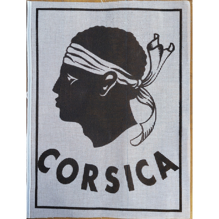 Canevas 30X40 drapeau CORSICA tête de maure dimension 30 centimètres par 40 centimètres 100 % coton