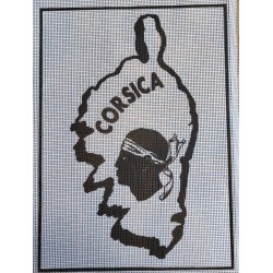 Canevas 30X40 drapeau CORSICA tête de maure + île dimension 30 centimètres par 40 centimètres 100 % coton