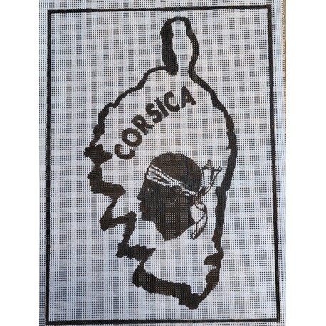 Canevas 30X40 drapeau CORSICA tête de maure + île dimension 30 centimètres par 40 centimètres 100 % coton