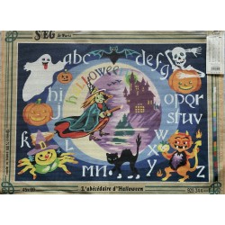 Canevas à broder 45x60 cm marque SEG de Paris thème abécédaire HALLOWEEN