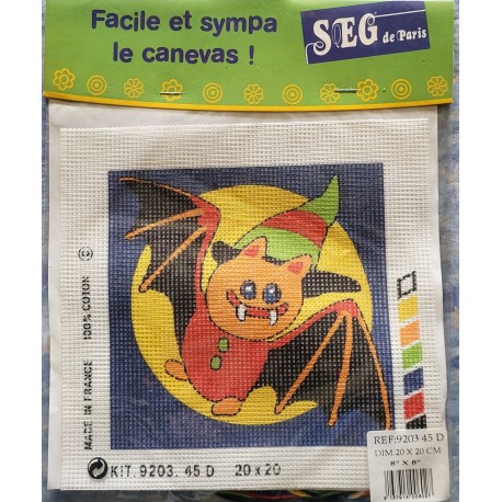 kit à broder HALLOWEEN SEG de Paris 20x20 cm Facile et sympa le canevas réf 9203