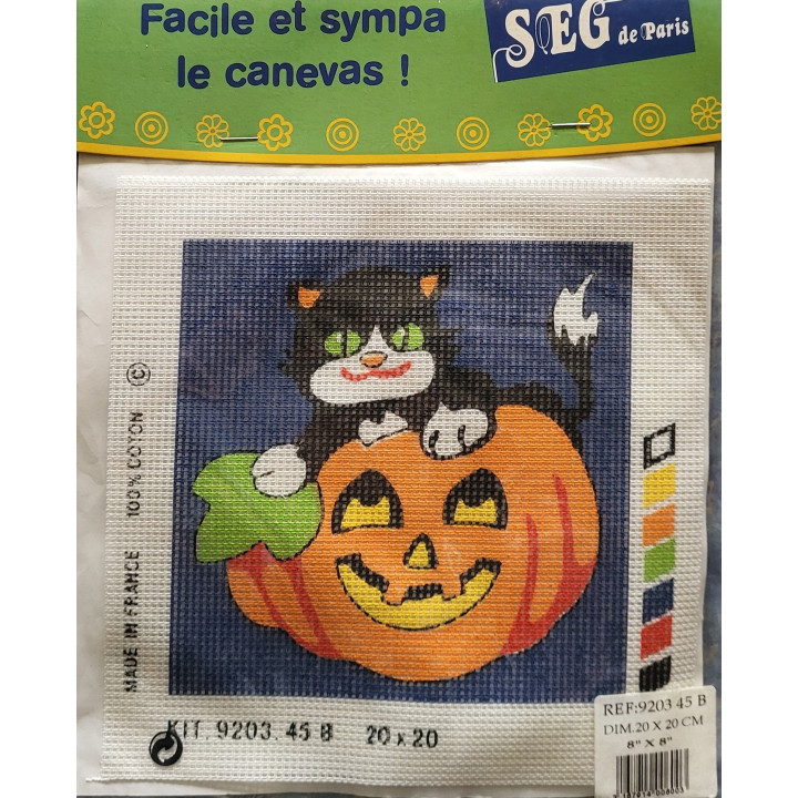kit à broder HALLOWEEN SEG de Paris 20x20 cm facile et sympa le canevas  réf 9203