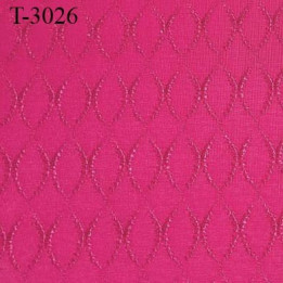 Tissu lycra élasthanne fushia motifs haut de gamme 200 gr au m2 largeur 60 cm prix pour 10 cm de longueur et 160 cm de large