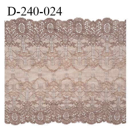 Tissu dentelle 23 cm extensible haut de gamme largeur 23 cm couleur marron glacé prix pour 1 mètre