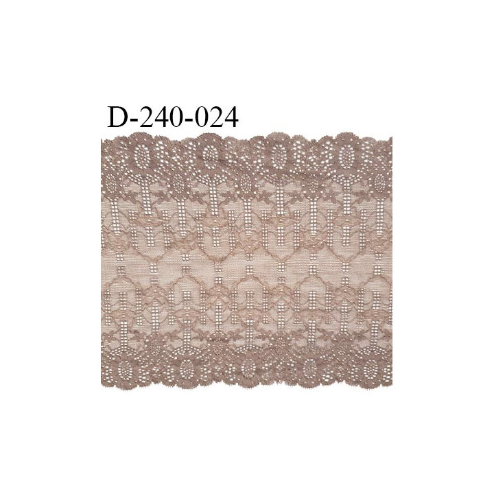 Tissu dentelle 23 cm extensible haut de gamme largeur 23 cm couleur marron glacé prix pour 1 mètre