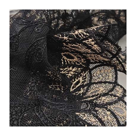 Dentelle 22 cm extensible couleur saumon très haut de gamme largeur 22 centimètres très belle prix au mètre