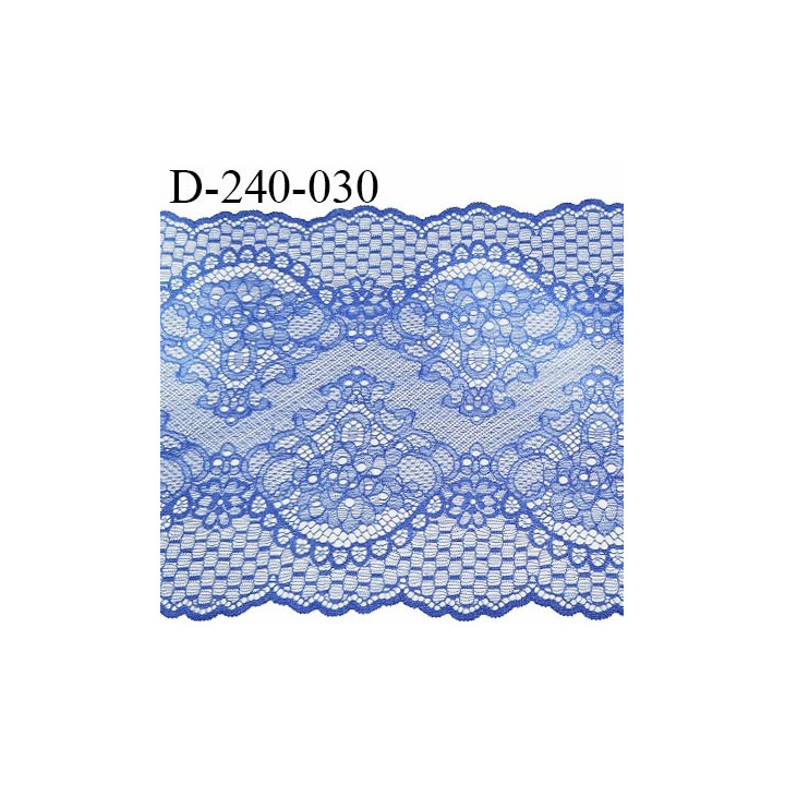 Tissu dentelle 24 cm extensible haut de gamme largeur 24 cm couleur bleu prix pour 1 mètre
