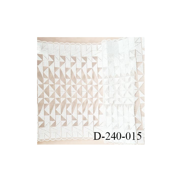 Tissu dentelle 23 cm non extensible haut de gamme largeur 23 cm couleur blanc prix pour 1 mètre