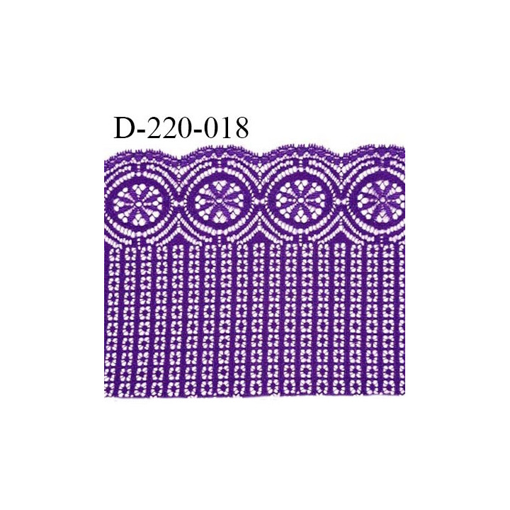 Dentelle 22 cm lycra extensible très haut de gamme largeur 22 cm couleur violet fabriqué en France bandes jacquard prix au mètre