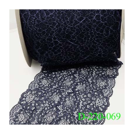 Dentelle 21 cm extensible couleur bleu très haut de gamme largeur 21 centimètres très belle prix au mètre