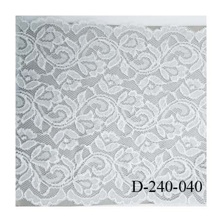 Dentelle 24 cm extensible haut de gamme largeur 24 cm couleur blanc très belle prix pour 1 mètre